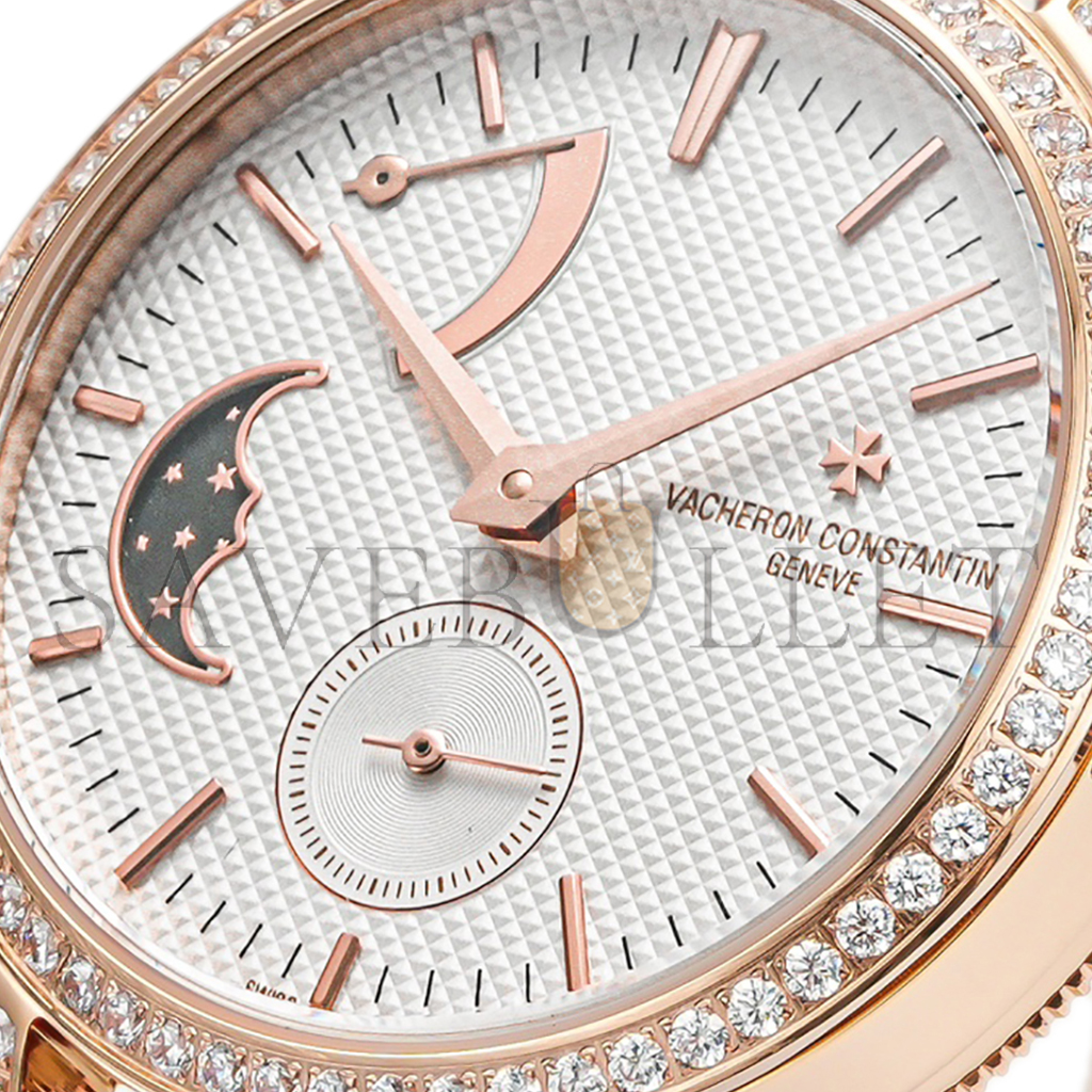 vacheron Co*sta*t*n traditionelle moon phase white dial red leather watch 83570/000r-b691